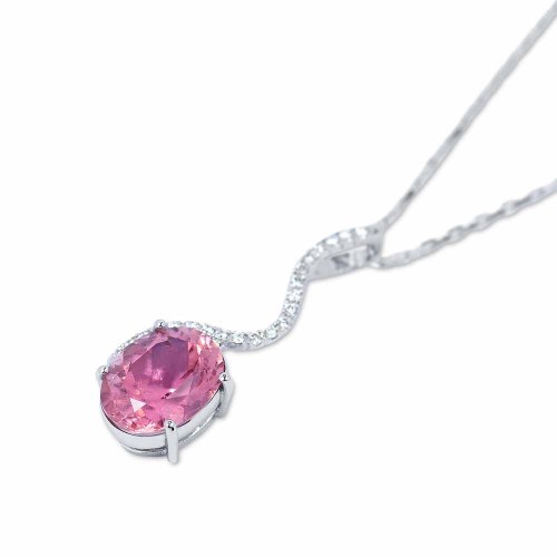 Kunzit medál gyémántokkal - Ívelt
