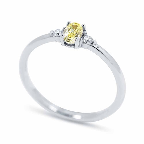 Ovális sárga gyémánt eljegyzési gyűrű - Camille