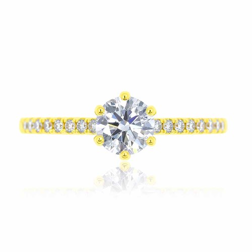 Gyémánt eljegyzési gyűrű - 0,8-0,9 karát - hatkarmos, arany