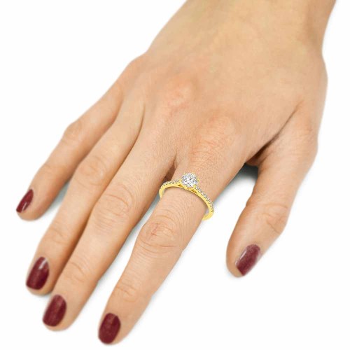 Gyémánt eljegyzési gyűrű - 0,8-0,9 karát - hatkarmos, arany