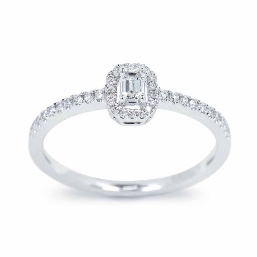 Emerald gyémánt eljegyzési gyűrű - 0,21ct