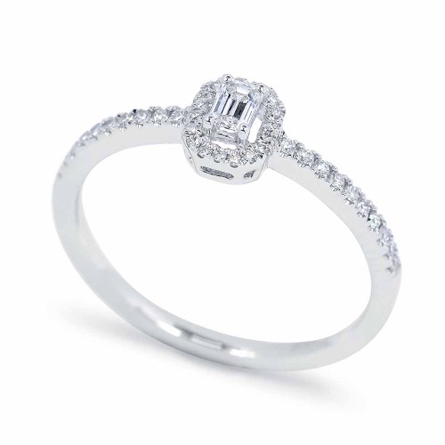 Emerald gyémánt eljegyzési gyűrű - 0,21ct