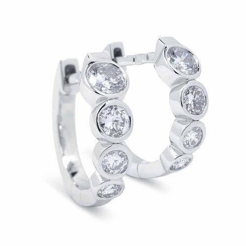 Karika gyémánt fülbevaló - Bouton - 0,72ct