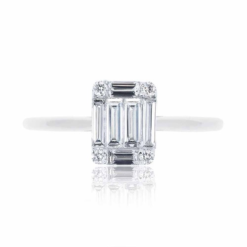 Baguette gyémánt eljegyzési gyűrű - 0,3 karát