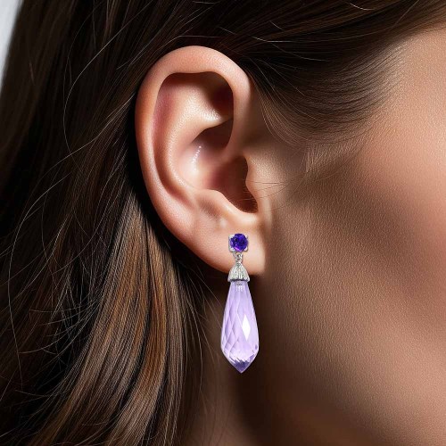 Csepp ametiszt fülbevaló