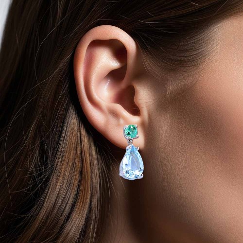 Csepp akvamarin fülbevaló