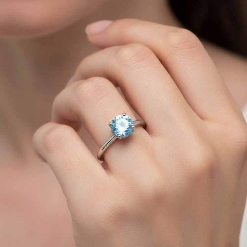 Hidden halo gyémánt gyűrű - világos kék