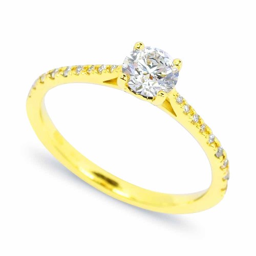 Gyémánt eljegyzési gyűrű - 0,5+0,2 karát - arany