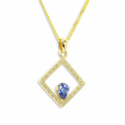 Csepp tanzanit medál arany keretben