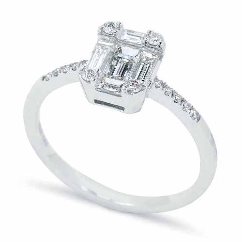 Baguette gyémánt eljegyzési gyűrű - 0,75 karát