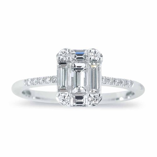 Baguette gyémánt eljegyzési gyűrű - 0,75 karát