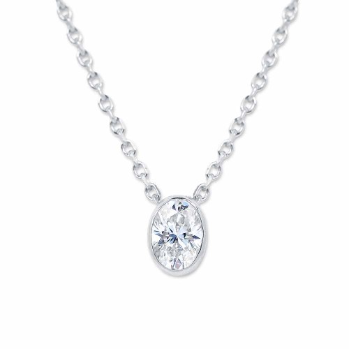 Gyémánt nyaklánc - ovális, fehérarany