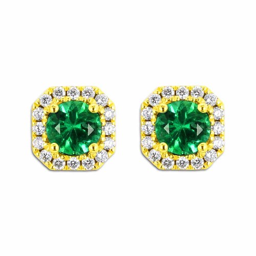 Briliáns gyémánt fülbevaló smaragddal - arany