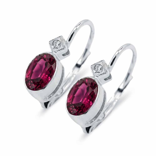 Ovális rubin fülbevaló - kapcsos