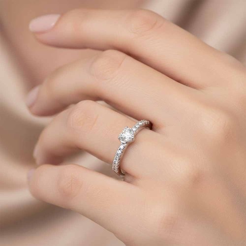 Szív gyémánt eljegyzési gyűrű - Cuore