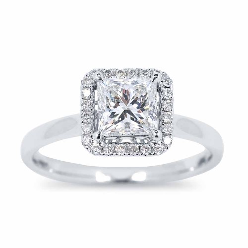 Eljegyzési gyűrű - 1 karátos Princess gyémánt