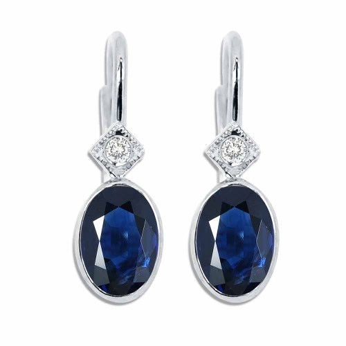 Ovális zafír fülbevaló - kapcsos