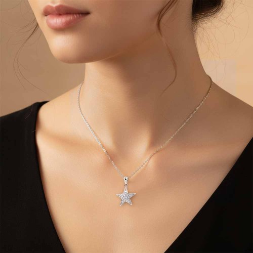 Csillag medál - fehérarany - 0,12ct