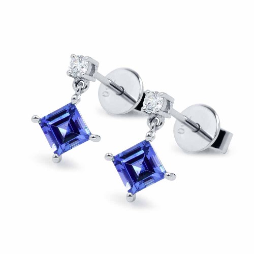 Tanzanit fülbevaló gyémántokkal - Anna