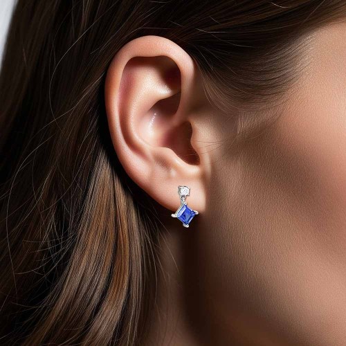 Tanzanit fülbevaló gyémántokkal - Anna