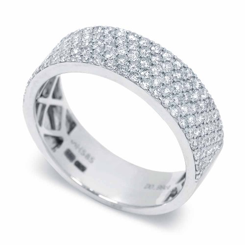 Öt soros gyémánt gyűrű, fehérarany - 1 karát