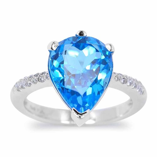 Swiss blue topáz csepp gyűrű