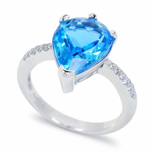 Swiss blue topáz csepp gyűrű