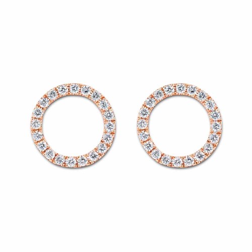 Gyémánt fülbevaló - brill karika - rosegold