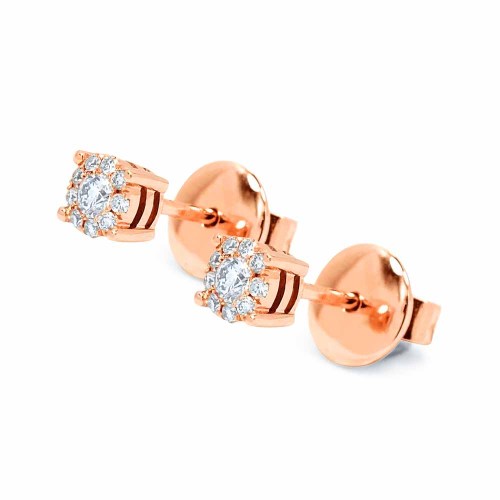 Briliáns gyémánt fülbevaló, rosegold - 0,16ct