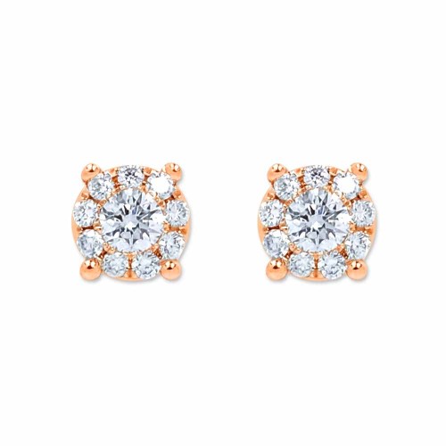 Briliáns gyémánt fülbevaló, rosegold - 0,16ct