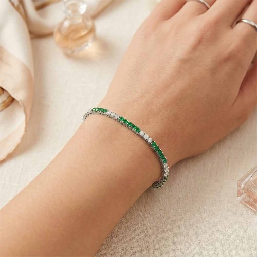 Tenisz karkötő - 3,2ct - smaragd és gyémánt