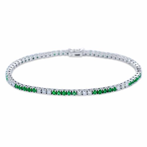 Tenisz karkötő - 3,2ct - smaragd és gyémánt