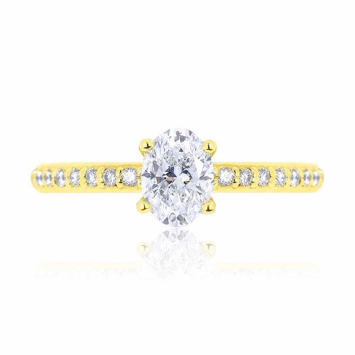 Gyémánt eljegyzési gyűrű - 0,7 karátos ovális - arany