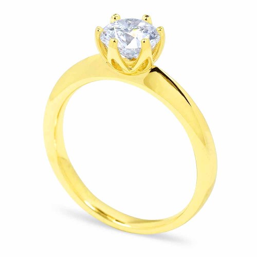 Gyémánt eljegyzési gyűrű - egy karát - hatkarmos, arany