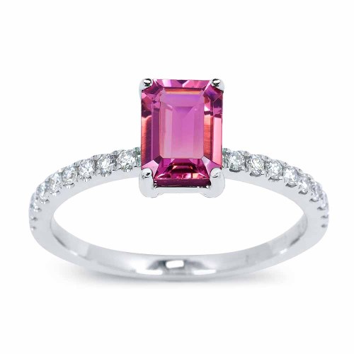 Turmalin gyűrű oldalt gyémántokkal