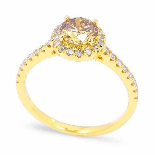 1,38ct konyak gyémánt gyűrű - Halo