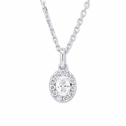Ovális gyémánt medál - 0,17ct - fehérarany