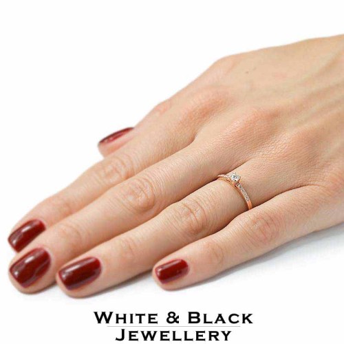 Briliáns eljegyzési gyűrű - rosegold - 11 köves