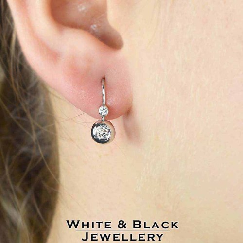 Gyémánt fülbevaló - dupla buton - fehérarany