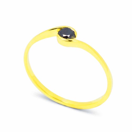 Arany eljegyzési gyűrű fekete gyémánttal - íves