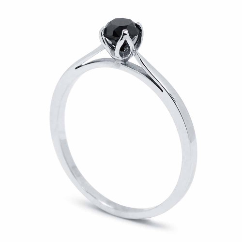 Fekete gyémánt gyűrű - fehérarany - 4-4,5mm