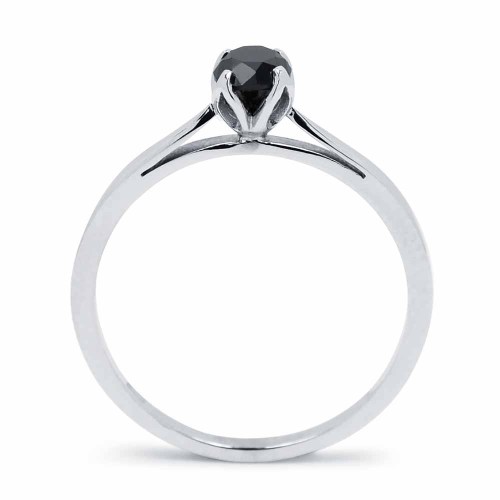 Fekete gyémánt gyűrű - fehérarany - 4-4,5mm