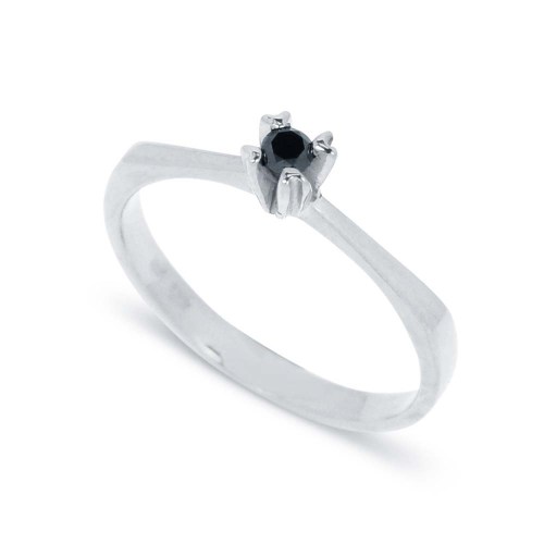 Fekete gyémánt eljegyzési gyűrű - 2,5mm - fehérarany