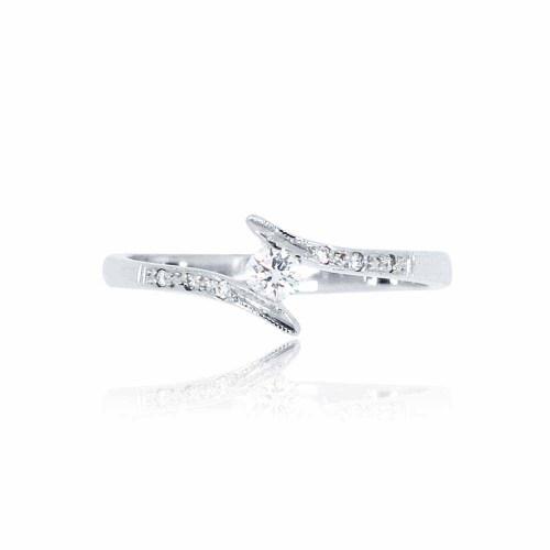 Briliáns gyémánt eljegyzési gyűrű - íves