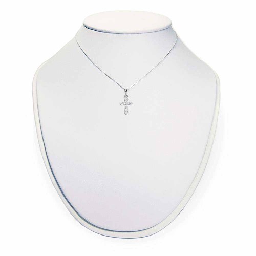 Kereszt medál gyémántokkal, fehéraranyból