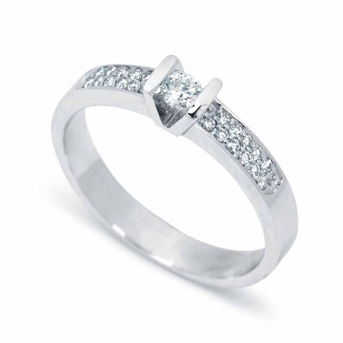 Briliáns eljegyzési gyűrű, fehérarany - Bernadette