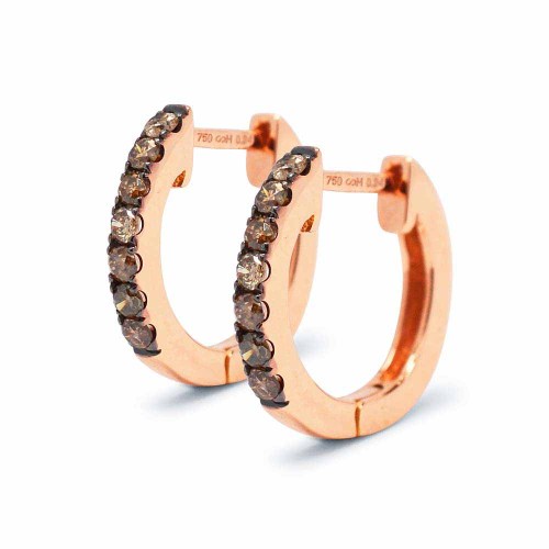 Karika konyak gyémánt fülbevaló - rosegold