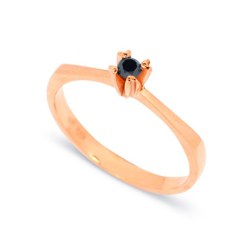 Fekete gyémánt eljegyzési gyűrű - 2,5mm - rosegold
