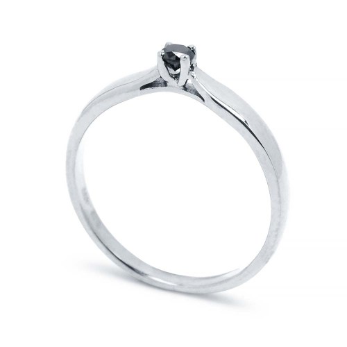 Fekete gyémánt gyűrű - négy karmos - fehérarany