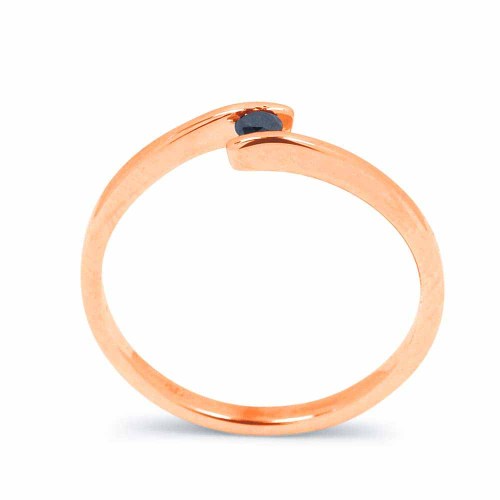 Íves fekete gyémánt gyűrű, rosegold, 2,5mm